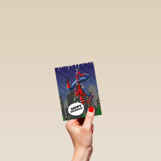 Spiderman kerstkaart happy holidays