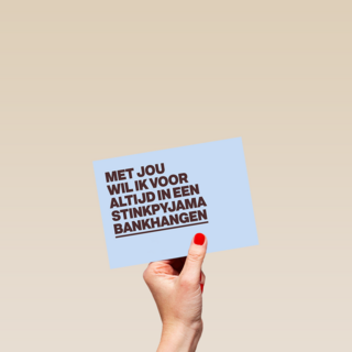 liefde kaart met jou wil ik in een pyjama bankhangen