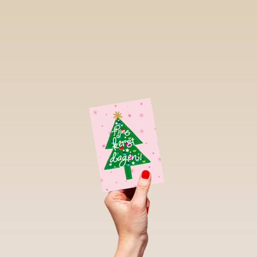 Ansichtkaart fijne kerstdagen kerstboom
