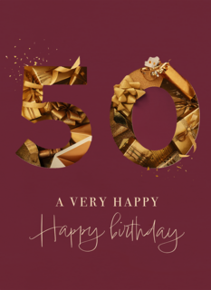 Verjaardagskaart 50 goud cadeau