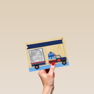 hoera kids jongen auto fotokaart