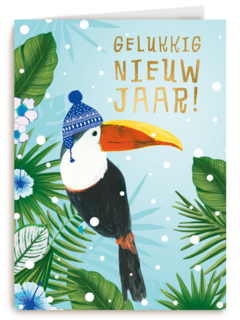 nieuwjaarskaart gelukkig nieuwjaar toekan