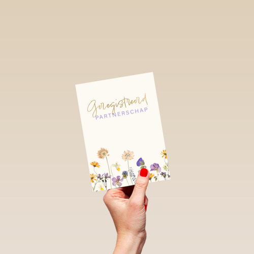 kaart met bloemen voor geregisteerd partnerschap