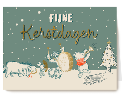Kerstkaart Winnie de Poeh kerstorkest