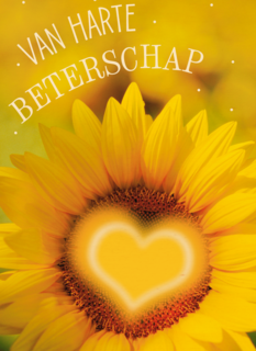 Beterschapskaart zonnebloem met hart