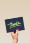 bedankt kaart thanks in neon letters