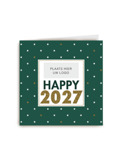 Happy 2027 Fotokaart Groen Met Witte Stippen