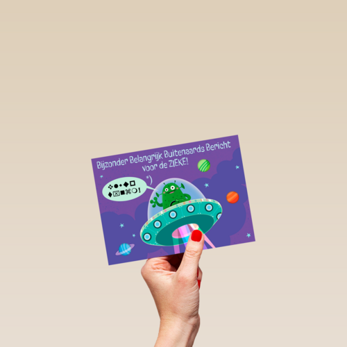 Beterschapskaart kind met ufo