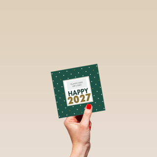 Happy 2027 Fotokaart Groen Met Witte Stippen