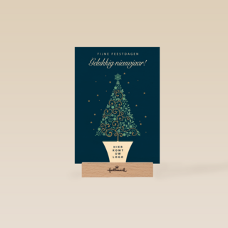 zakelijke kerstkaart met kerstboom en logo