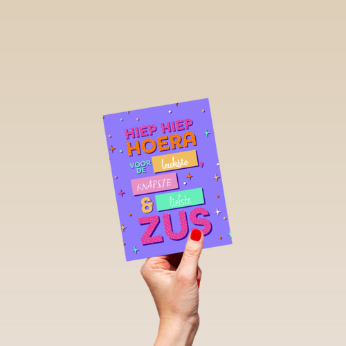 hippe verjaardagskaart voor een zus