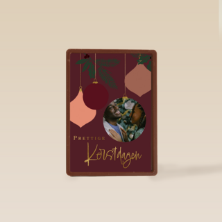 Kerst fotokaart Kerstbal Rood