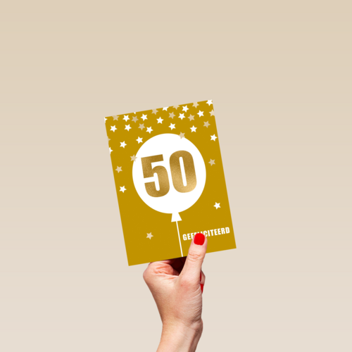 Verjaardagskaart leeftijden 50 ballon
