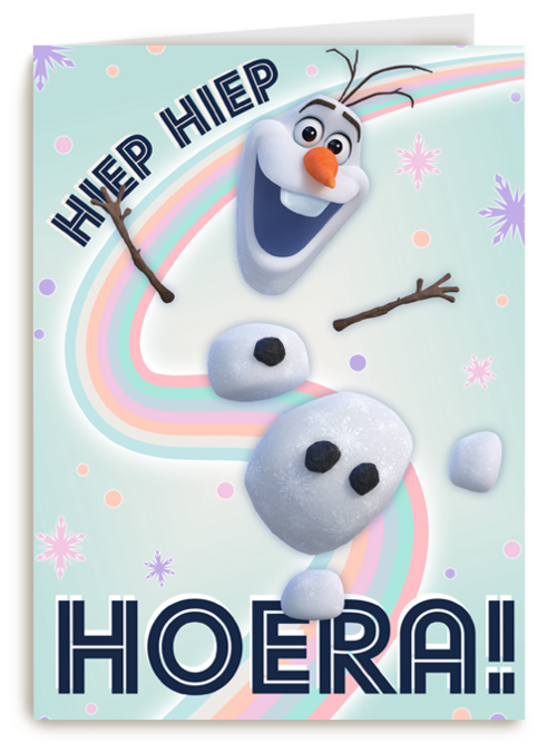 Frozen verjaardagskaart Olaf hiep hiep hoera