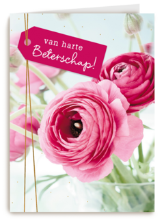 Beterschapskaart vrouw Bloemen Van harte beterschap