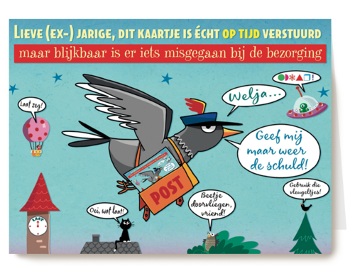 smile kaart verjaardag te laat oeps
