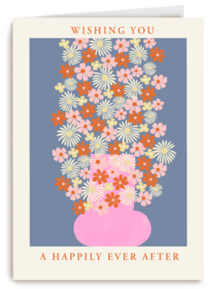 Getrouwd kaart met bloemen