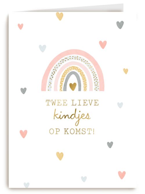 2 lieve kindjes op komst met regenboog