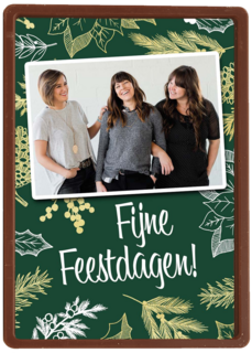 kerst zakelijk fotokaart met bladeren op groen