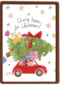 Kerstkaart matia studio kerstboom op auto