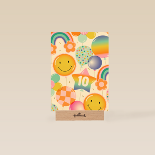 Verjaardagskaart smiley ballonnen met leeftijd