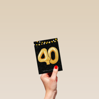 Verjaardagskaart leeftijden 40 ballonletters