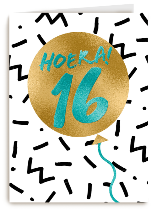 Verjaardagskaart hoera 16 tiener jongen