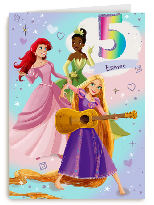 Verjaardagskaart Disney prinses 5 jaar