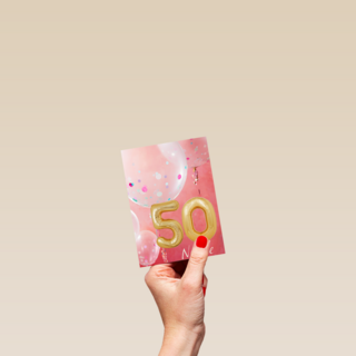 verjaardag kaart leeftijd 50 vrouw ballon