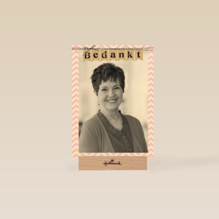 fotokaart bedankt roze rand met streep