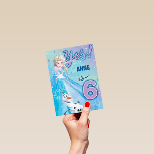 Frozen verjaardagskaart 6 jaar Elsa Olaf