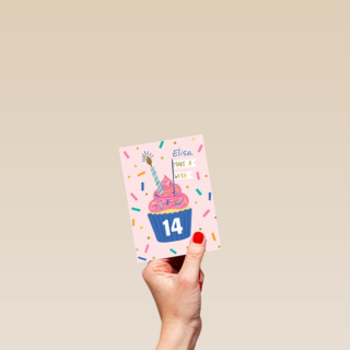 Verjaardagskaart make a wish cupcake