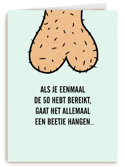 Verjaardagskaart 50 man alles gaat hangen