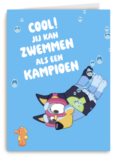 Blue kan zwemmen als een kampioen