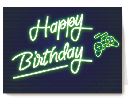 Verjaardagskaart Happy Birthday neon