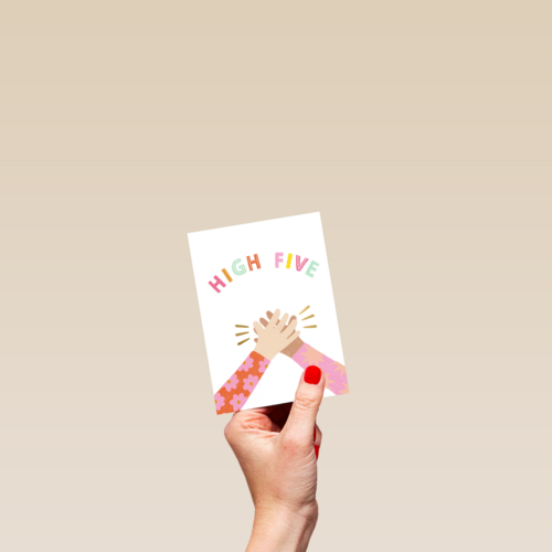 nieuwe baan kaart high five