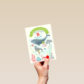 Zwemdiploma B kaart met walvis