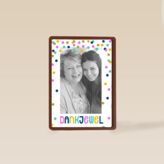 dankjewel met gekleurde stipjes