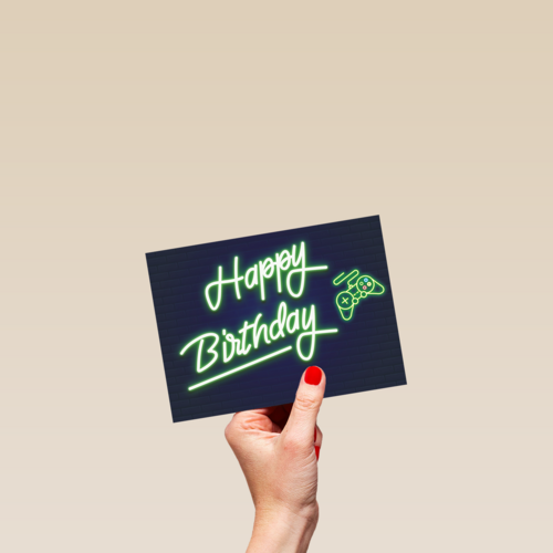 Verjaardagskaart Happy Birthday neon