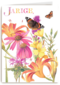 voor de jarige gekleurde bloemen en vlinders