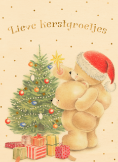 Kerstkaart foreverfriends kerstboom optuigen