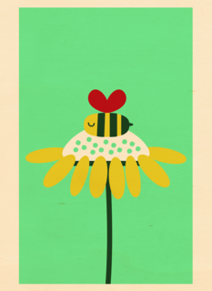 Zomaar kaartje bloem met bij