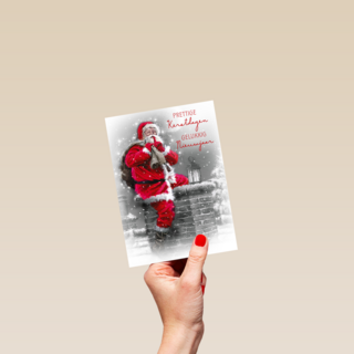 kerst top 10 kaart kerstman op een schoorsteen
