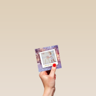 Kerst fotokaart stijlvol baby met kruk
