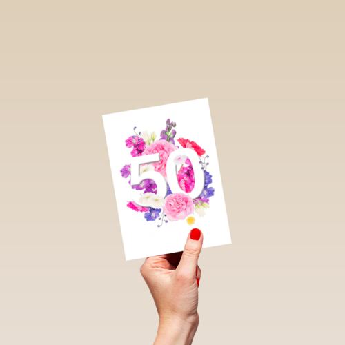 Verjaardagskaart 50 bloemen