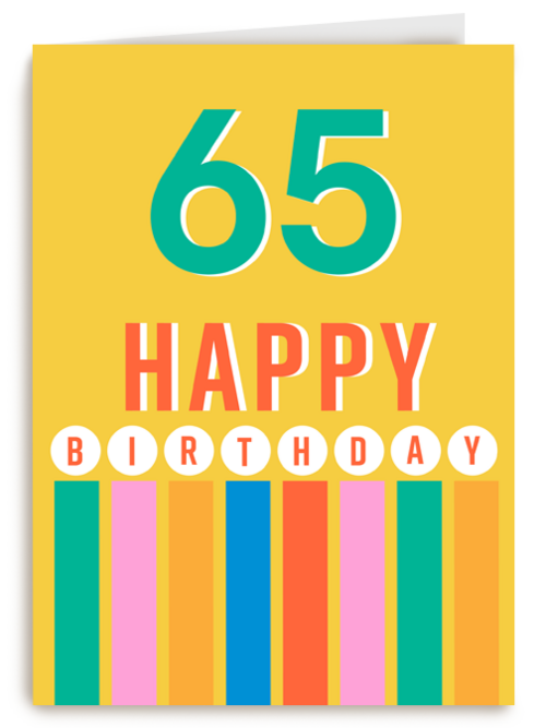 Kleurige 65 jaar verjaardagskaart