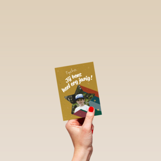 Verjaardagskaart kind heel erg jarig ster