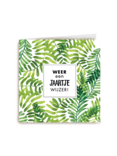 tropische groene bladeren weer een jaartje wijzer kaart