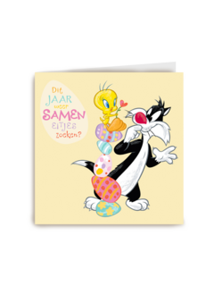 Looney Tunes Paaskaart samen eitjes zoeken