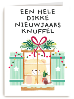 nieuwjaarskaart hart onder de riem een hele dikke nieuwjaarsknuffel